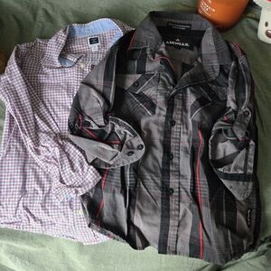 Boys Janie & Jack Button Up Shirt Sz 6 Set Long Sleeve Airwalk 2p Plaid Gingham